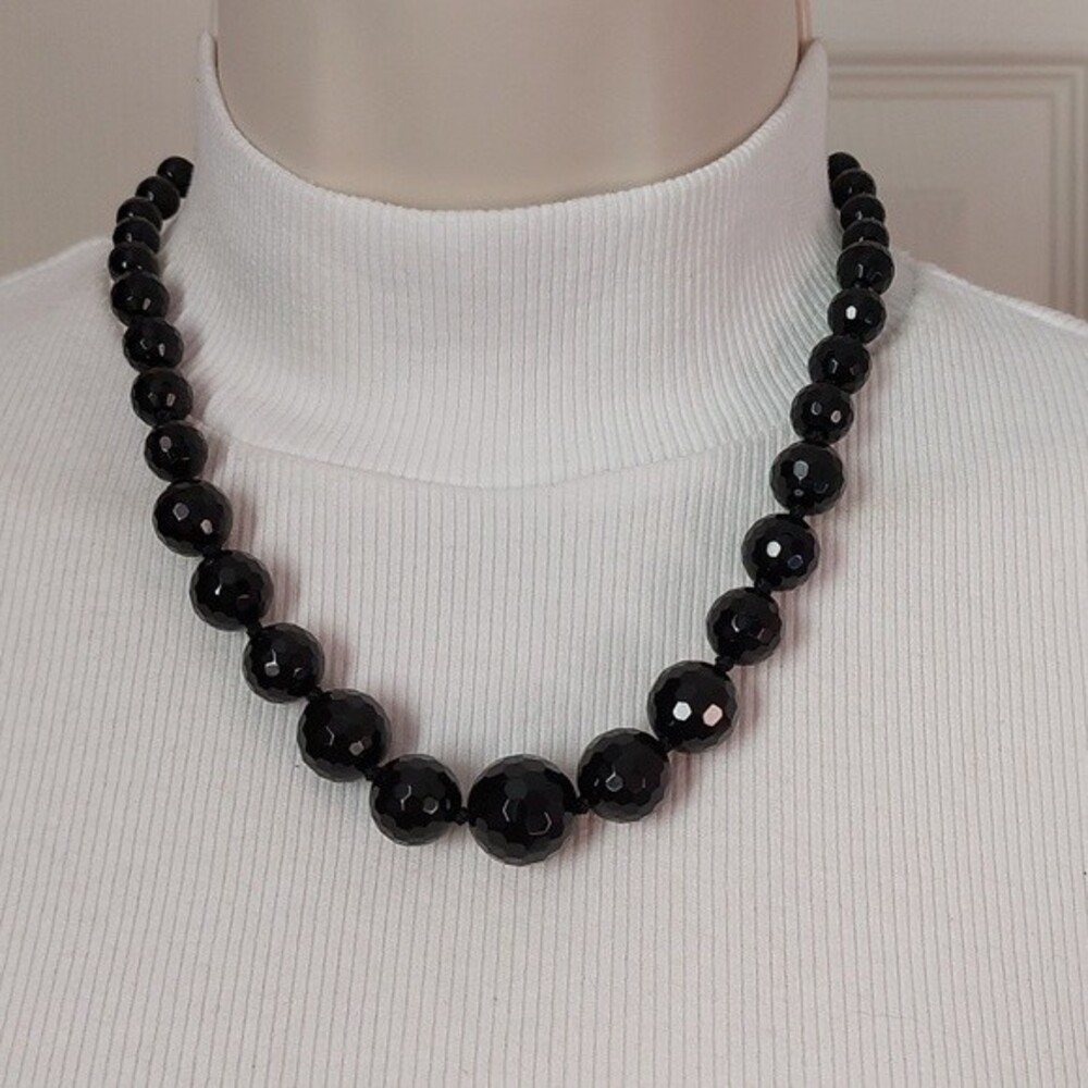 Vintage Faceted Glass Disco Bead Graduated Choker Necklace